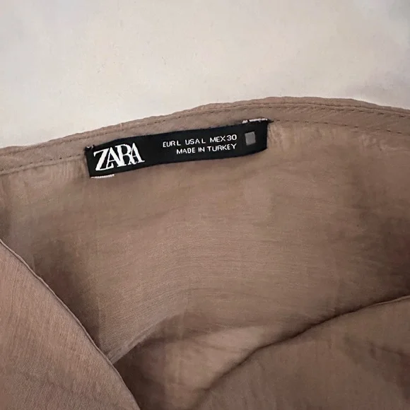 Zara Tan Ruffled Blouse Tank - Picture 3 of 5